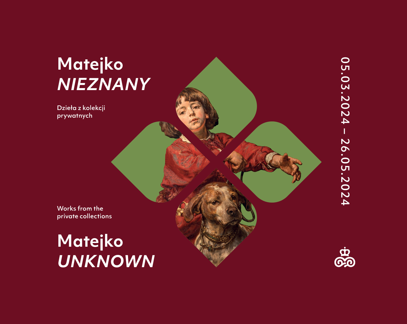 Promotional image consisting of a fragment of Matejko's painting and a motive of 4 leaf clover